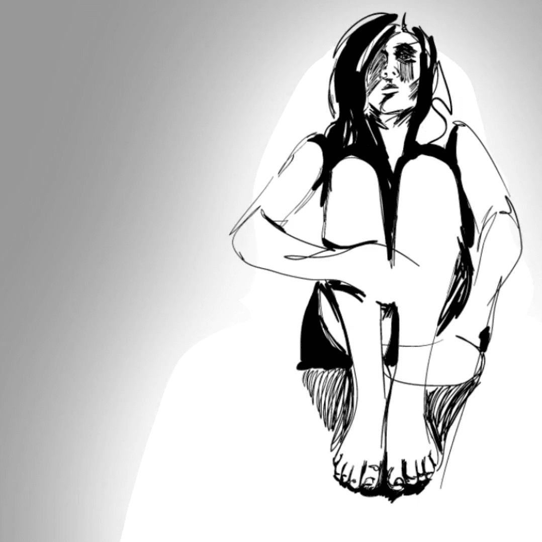 An illustrated self portrait of Kelsey Kuno