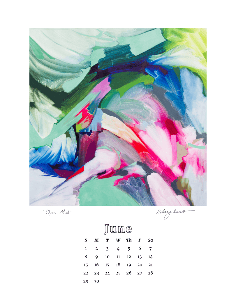 The month of June from Kelsey Kuno Designs Art Calendar