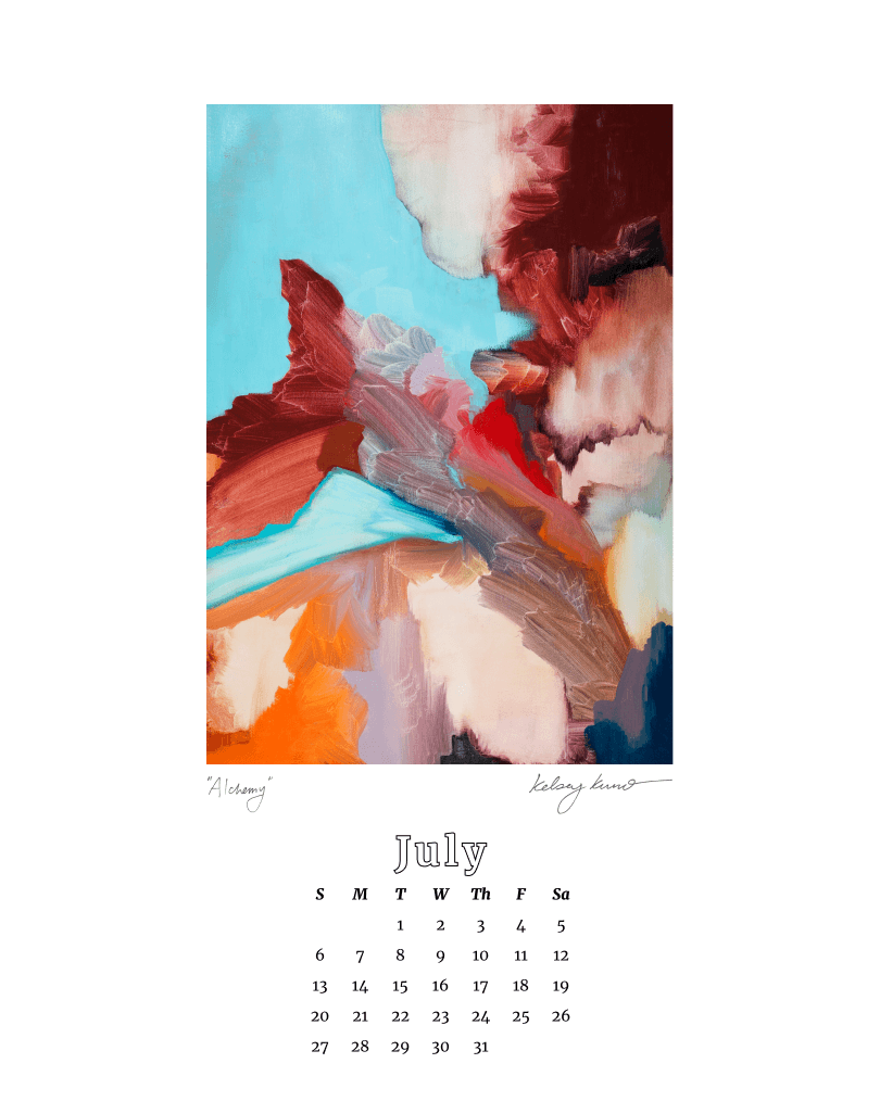 The month of July from Kelsey Kuno Designs Art Calendar