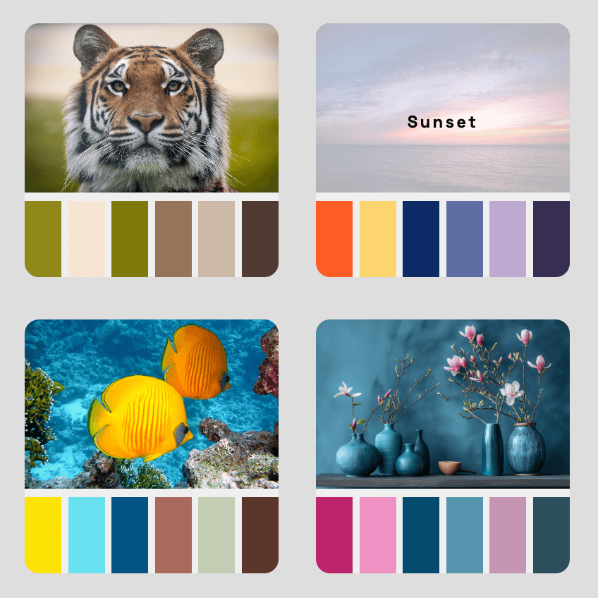 Four palettes from the photo.palette app