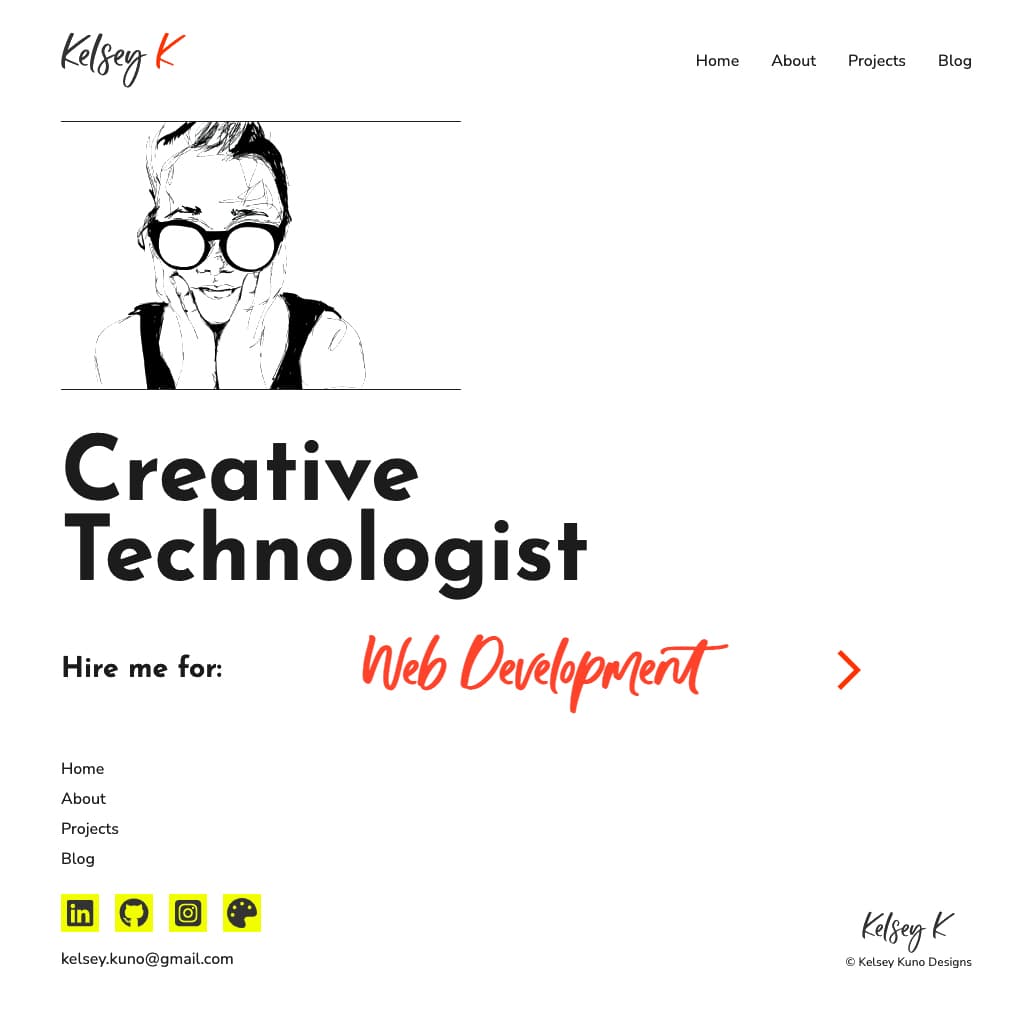 A screen grab of kelsey kuno home page.